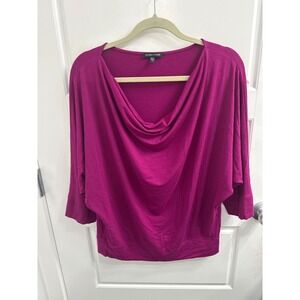 Eileen Fisher Magenta Purple Cowl Neck Dolman Sleeve Jersey Knit Top Womens S